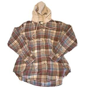 American Eagle Flannel Hoodie Shirt Men's M Plaid Grunge